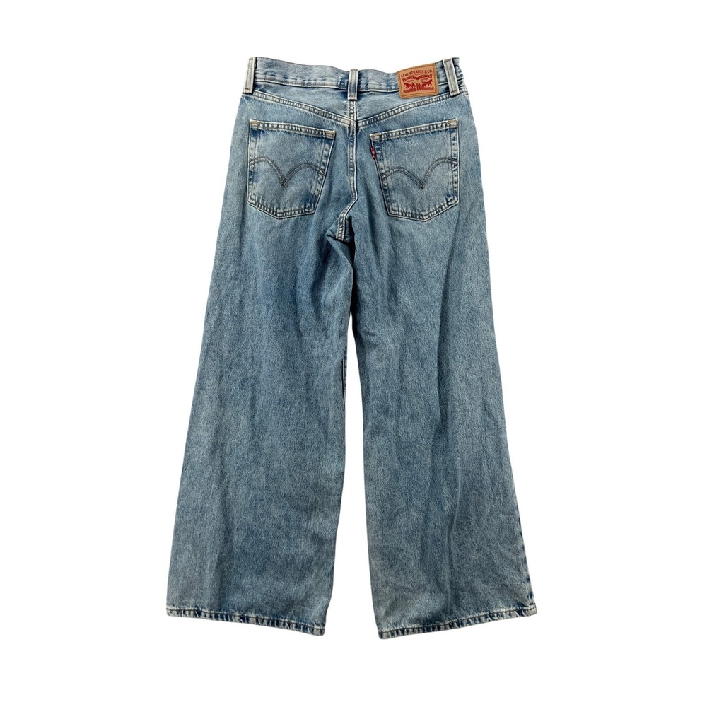 Levis 94 Baggy Wide Leg Distressed Jeans Light Wash Blue Womens 27 (W30 x L30) - Picture 2 of 14